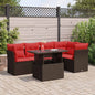 6-Delige Loungeset Met Kussens Poly Rattan Acacia