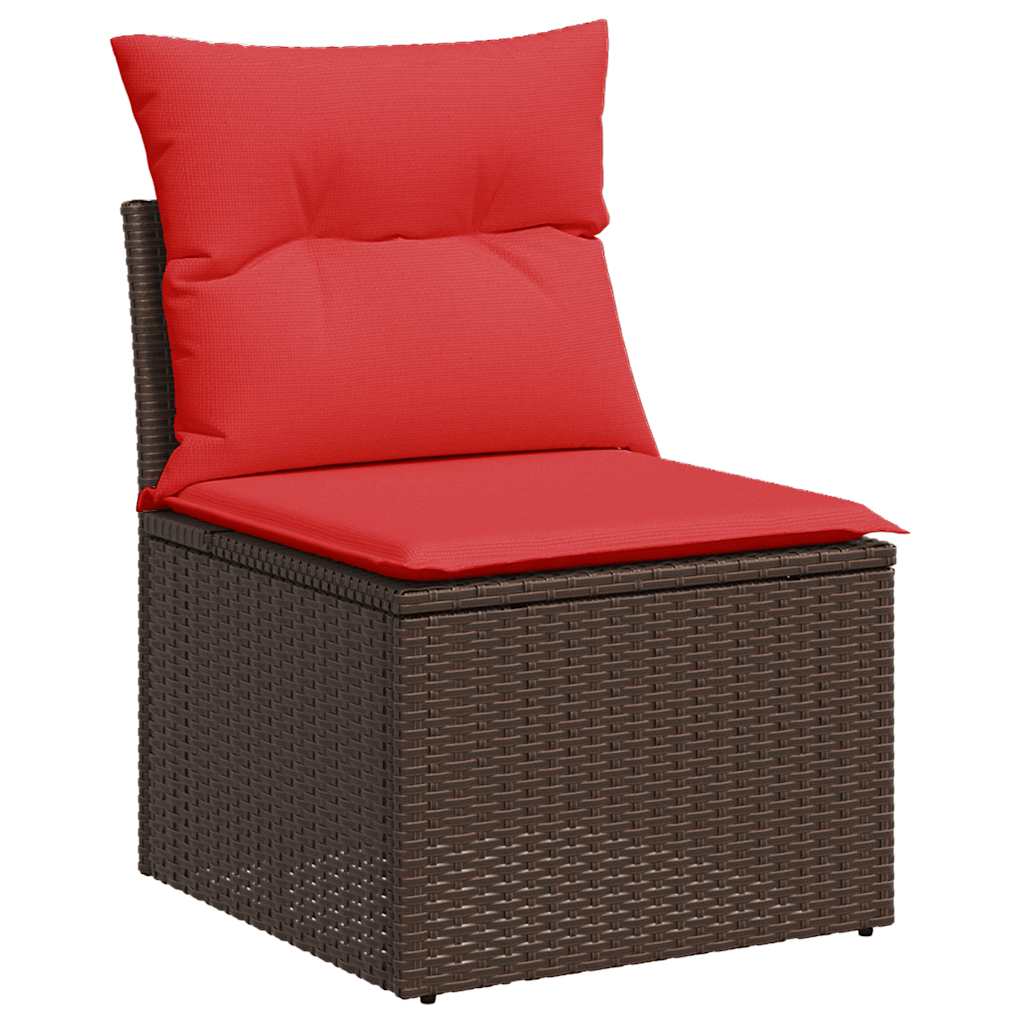 7-Delige Loungeset Met Kussens Poly Rattan Acacia Grijs