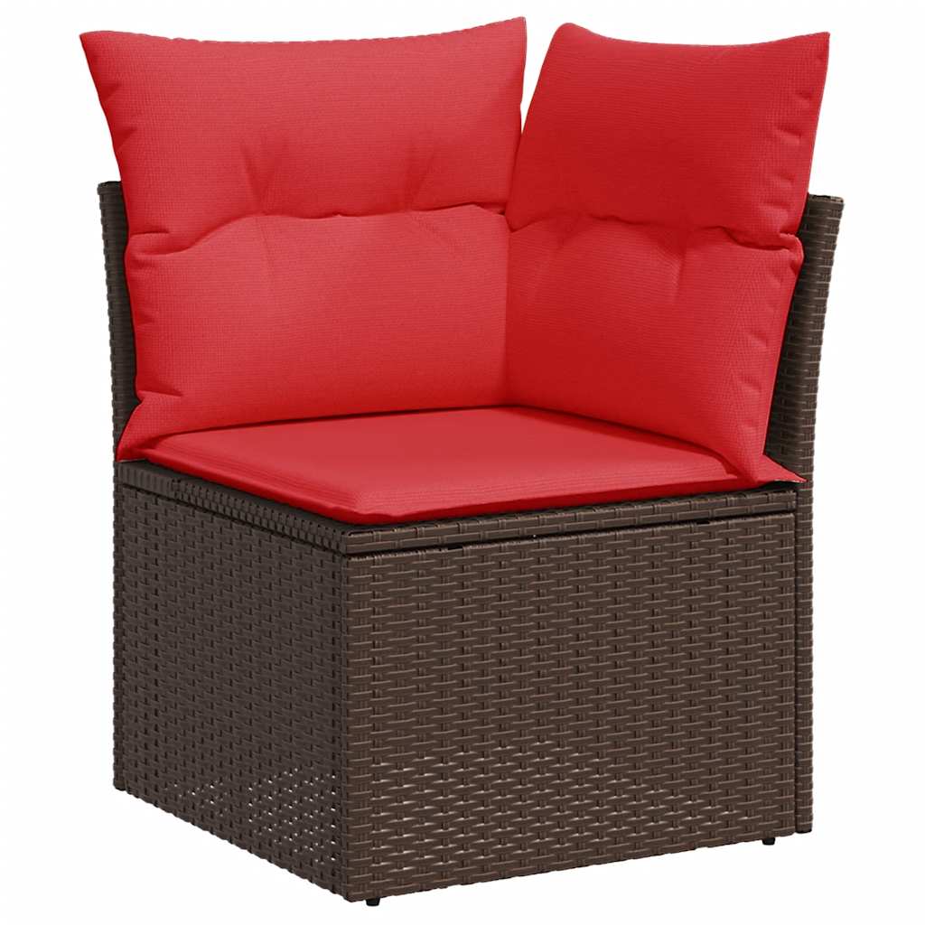 7-Delige Loungeset Met Kussens Poly Rattan Acacia Grijs