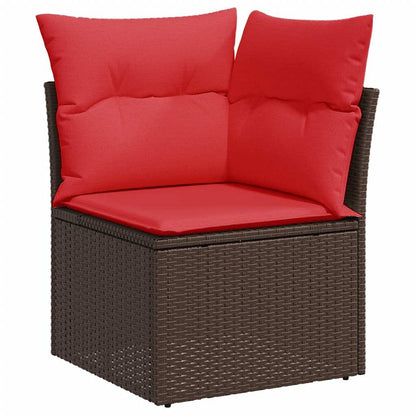 7-Delige Loungeset Met Kussens Poly Rattan Acacia Grijs