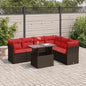 7-Delige Loungeset Met Kussens Poly Rattan Acacia Grijs