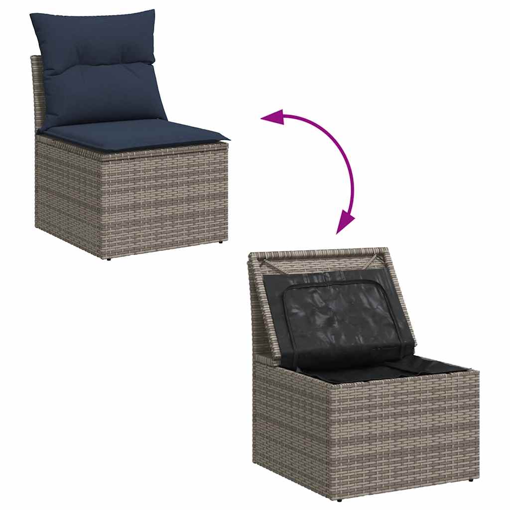 9-Delige Loungeset Met Kussens Poly Rattan Acacia