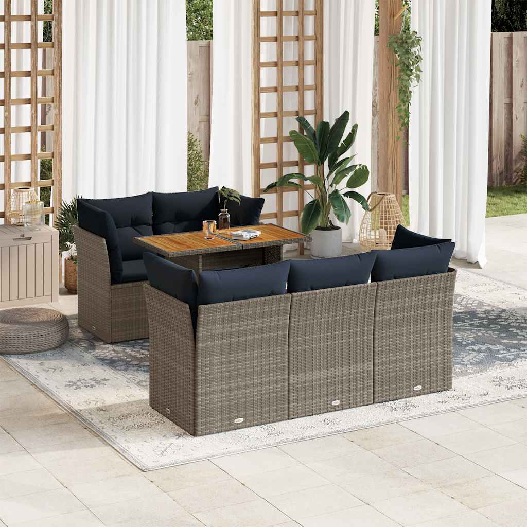 6-Delige Loungeset Met Kussens Poly Rattan