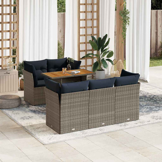 6-Delige Loungeset Met Kussens Poly Rattan