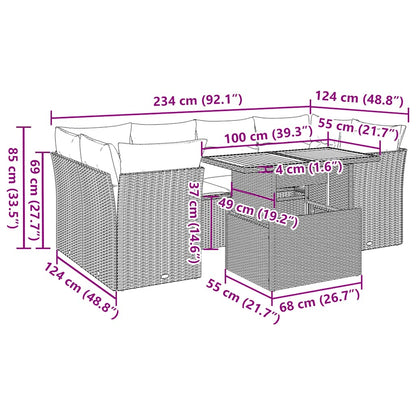 7-Delige Loungeset Met Kussens Poly Rattan