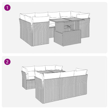 7-Delige Loungeset Met Kussens Poly Rattan