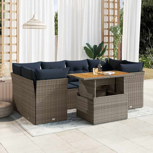 7-Delige Loungeset Met Kussens Poly Rattan