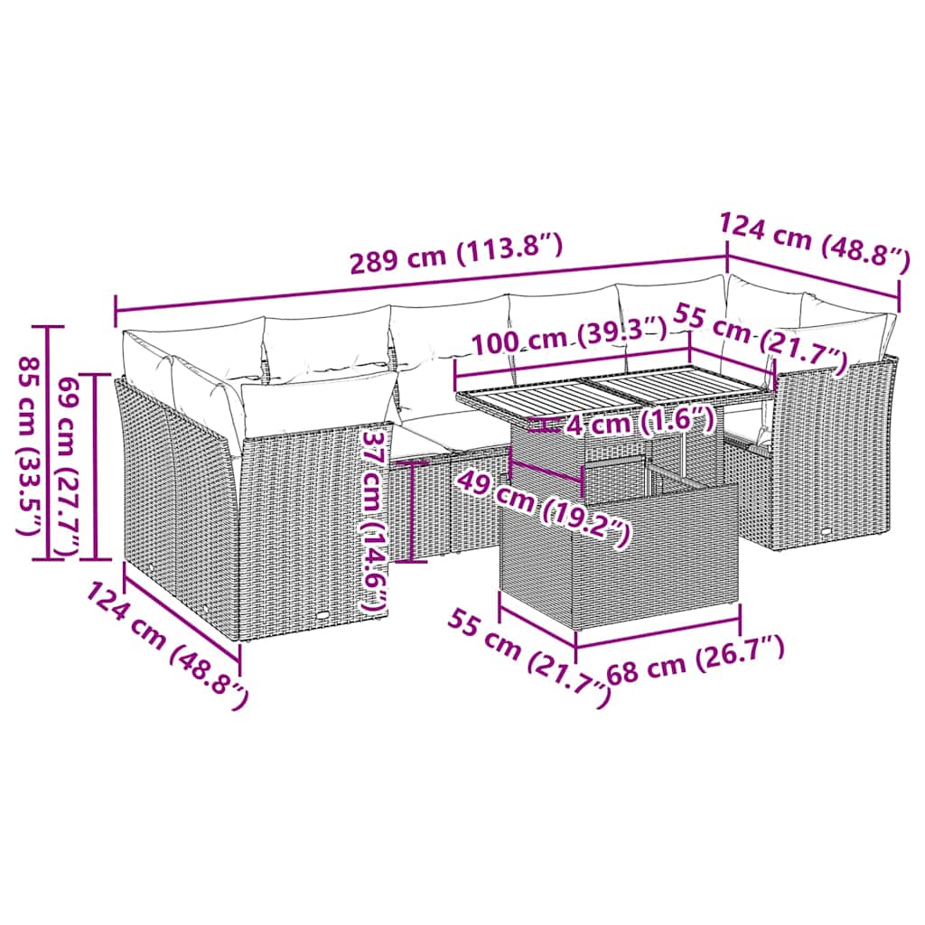 6-Delige Loungeset Met Kussens Poly Rattan