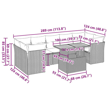 6-Delige Loungeset Met Kussens Poly Rattan