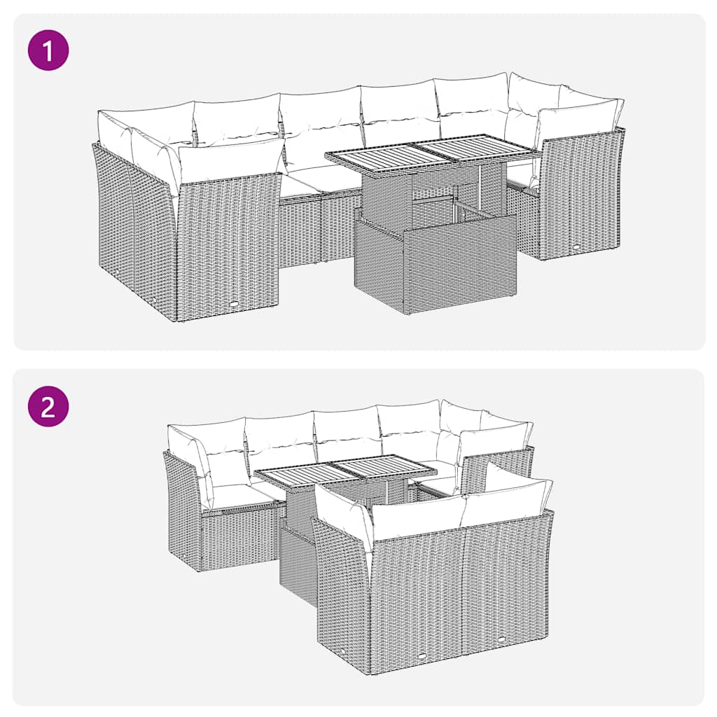6-Delige Loungeset Met Kussens Poly Rattan