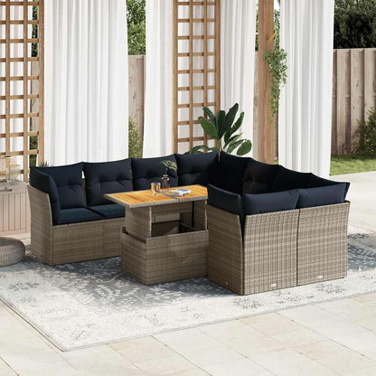 9-Delige Loungeset Met Kussens Poly Rattan