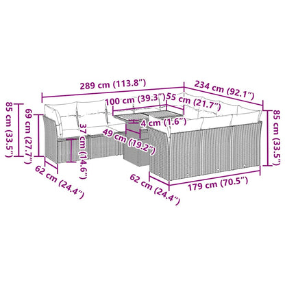 1 Loungeset Met Kussens Poly Rattan