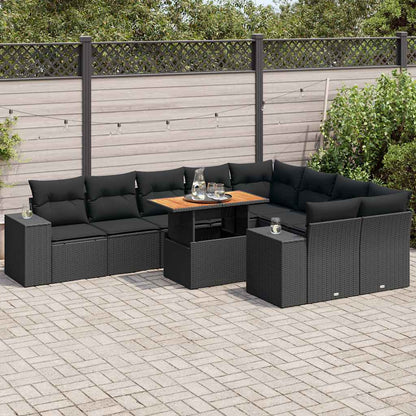 10-Delige Loungeset Met Kussens Poly Rattan Acacia