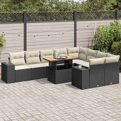 10-Delige Loungeset Met Kussens Poly Rattan Acacia