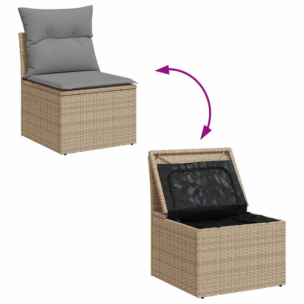 10-Delige Loungeset Met Kussens Poly Rattan Acacia