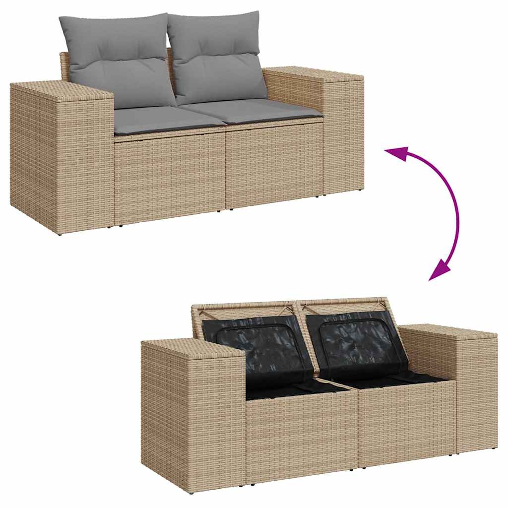 10-Delige Loungeset Met Kussens Poly Rattan Acacia