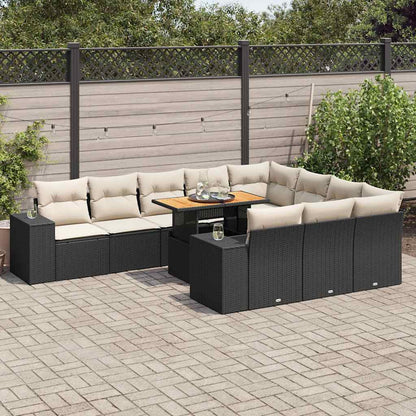10-Delige Loungeset Met Kussens Poly Rattan Acacia