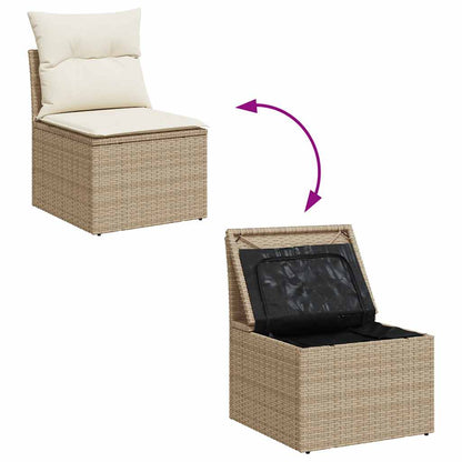 10-Delige Loungeset Met Kussens Poly Rattan Acacia