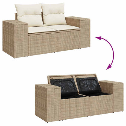 10-Delige Loungeset Met Kussens Poly Rattan Acacia