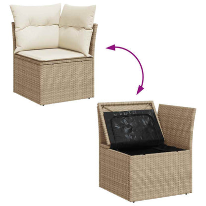 10-Delige Loungeset Met Kussens Poly Rattan Acacia