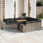 10-Delige Loungeset Met Kussens Poly Rattan Acacia