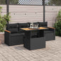 5-Delige Loungeset Met Kussens Poly Rattan En Acaciahout