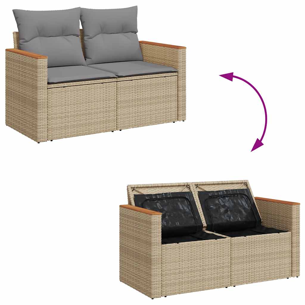 5-Delige Loungeset Met Kussens Poly Rattan En Acaciahout