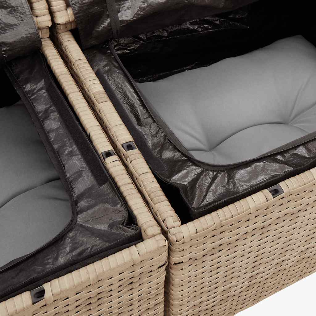 5-Delige Loungeset Met Kussens Poly Rattan En Acaciahout