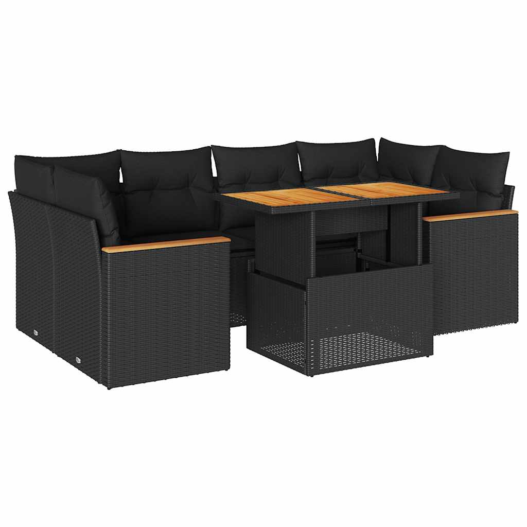 6-Delige Loungeset Met Kussens Poly Rattan Acacia