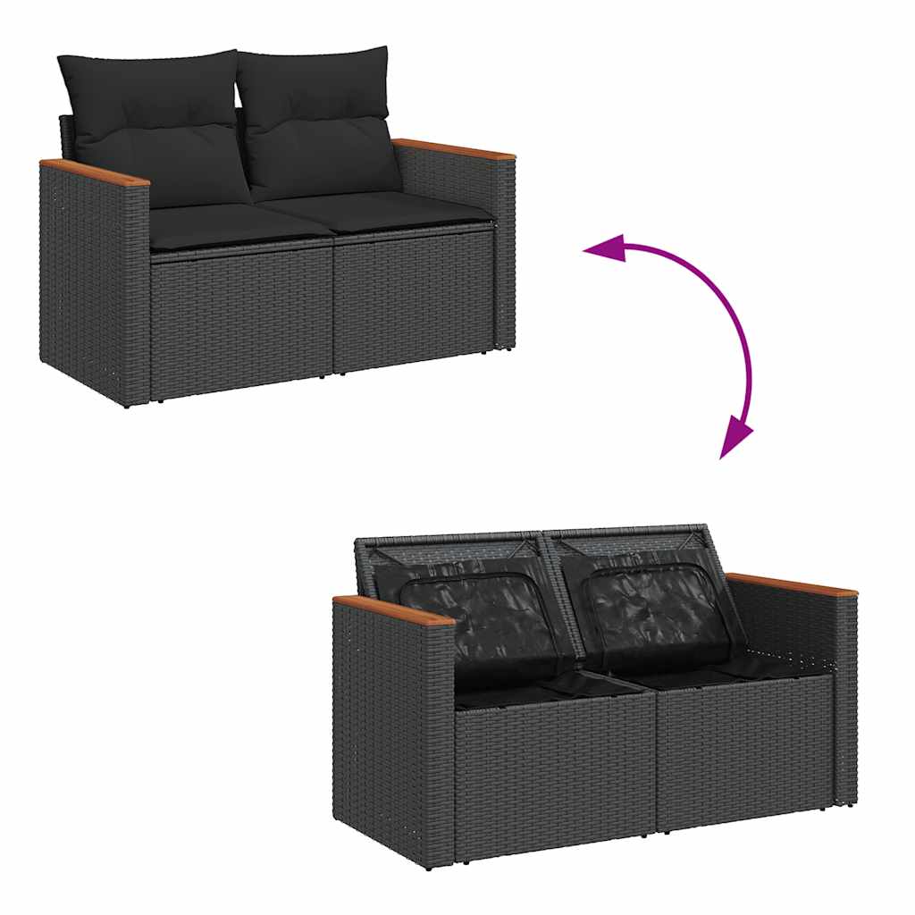 6-Delige Loungeset Met Kussens Poly Rattan Acacia