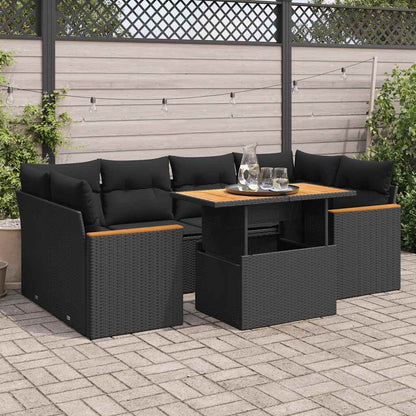 6-Delige Loungeset Met Kussens Poly Rattan Acacia