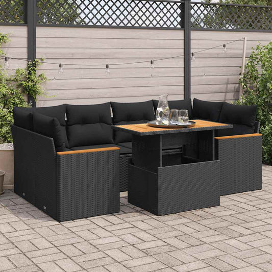 6-Delige Loungeset Met Kussens Poly Rattan Acacia
