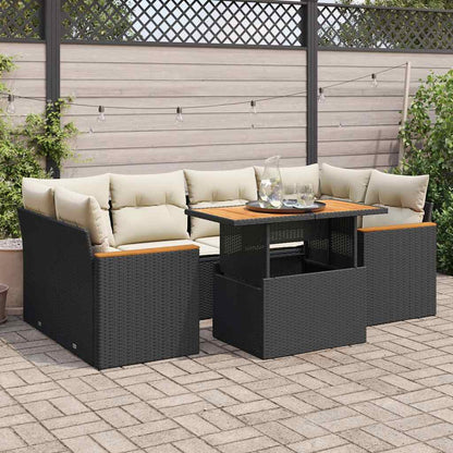 6-Delige Loungeset Met Kussens Poly Rattan Acacia