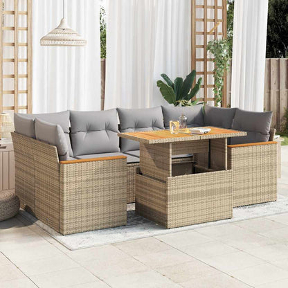 6-Delige Loungeset Met Kussens Poly Rattan Acacia
