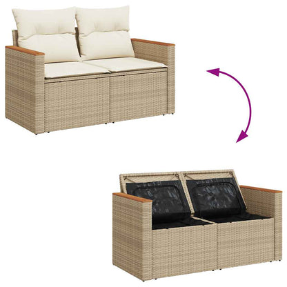 9-Delige Loungeset Met Kussens Poly Rattan Acacia