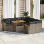 9-Delige Loungeset Met Kussens Poly Rattan Acacia
