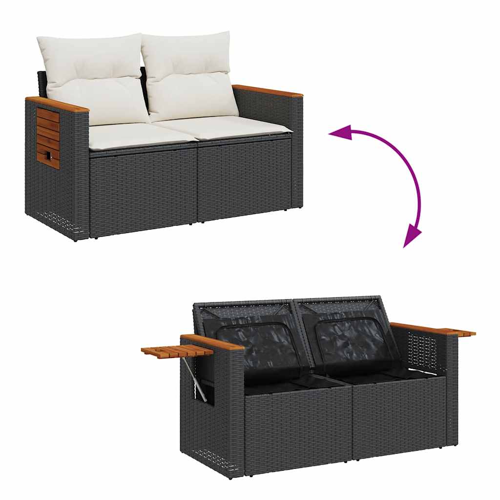 5-Delige Loungeset Met Kussens Poly Rattan Acacia