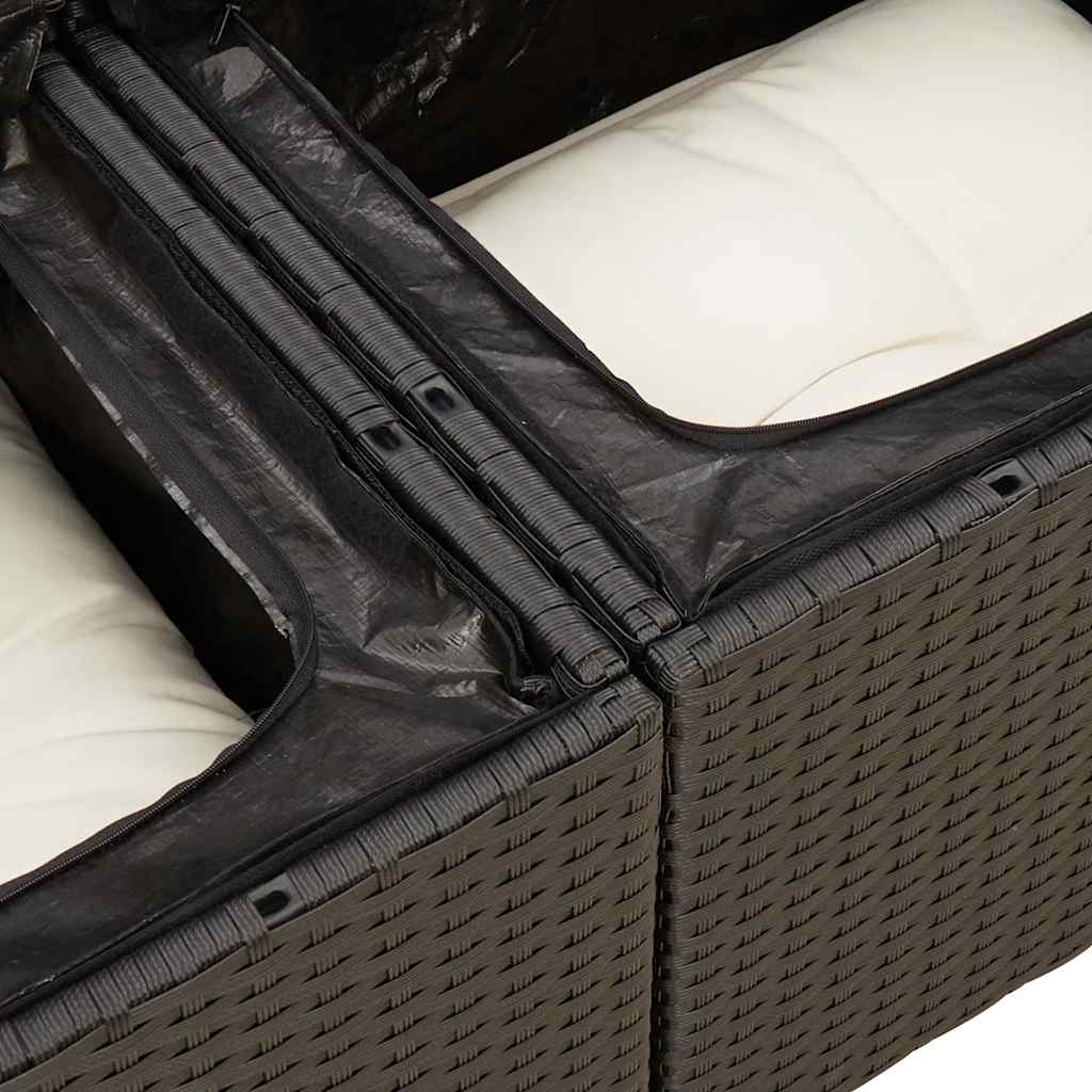 5-Delige Loungeset Met Kussens Poly Rattan Acacia