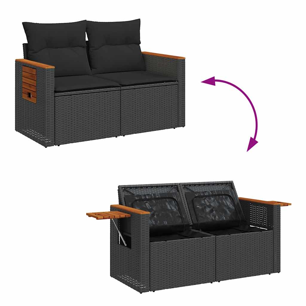 7-Delige Loungeset Met Kussens Poly Rattan Acacia