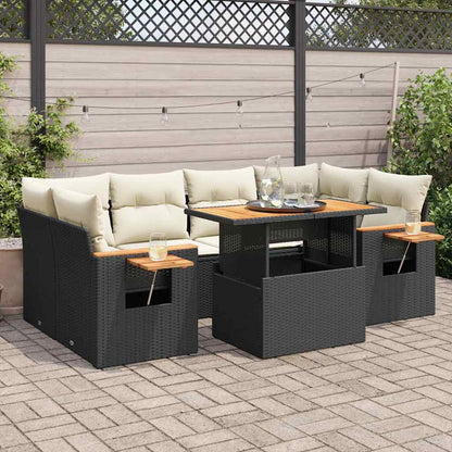 7-Delige Loungeset Met Kussens Poly Rattan Acacia