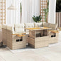 7-Delige Loungeset Met Kussens Poly Rattan Acacia