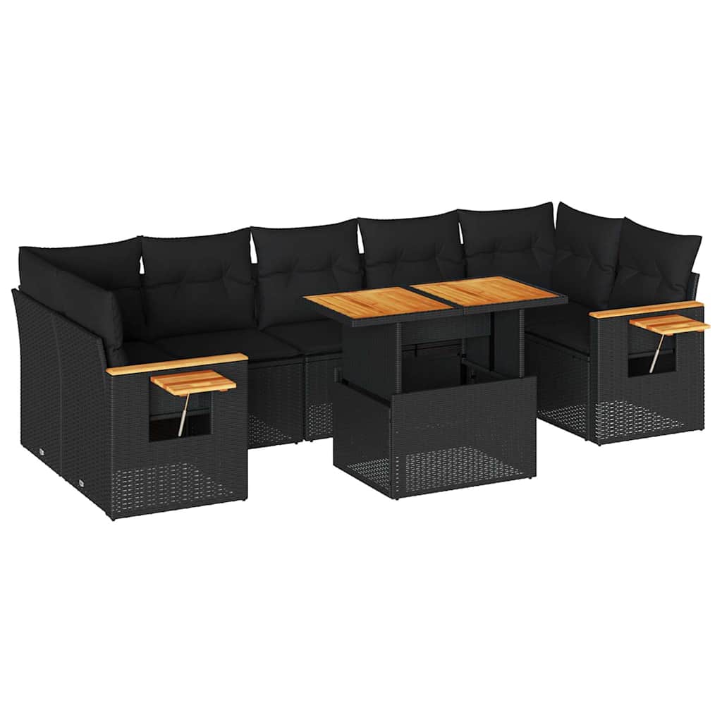 8-Delige Loungeset Met Kussens Poly Rattan Acacia