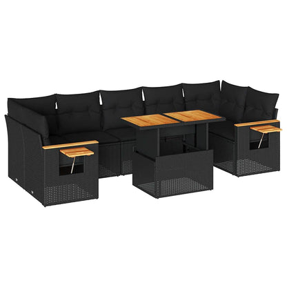 8-Delige Loungeset Met Kussens Poly Rattan Acacia