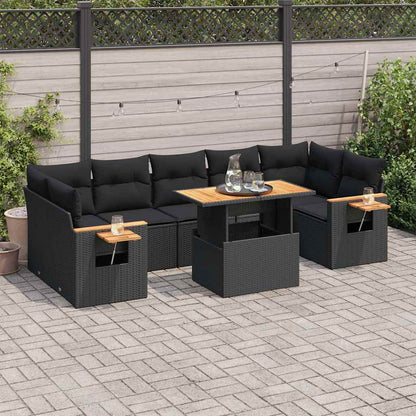 8-Delige Loungeset Met Kussens Poly Rattan Acacia