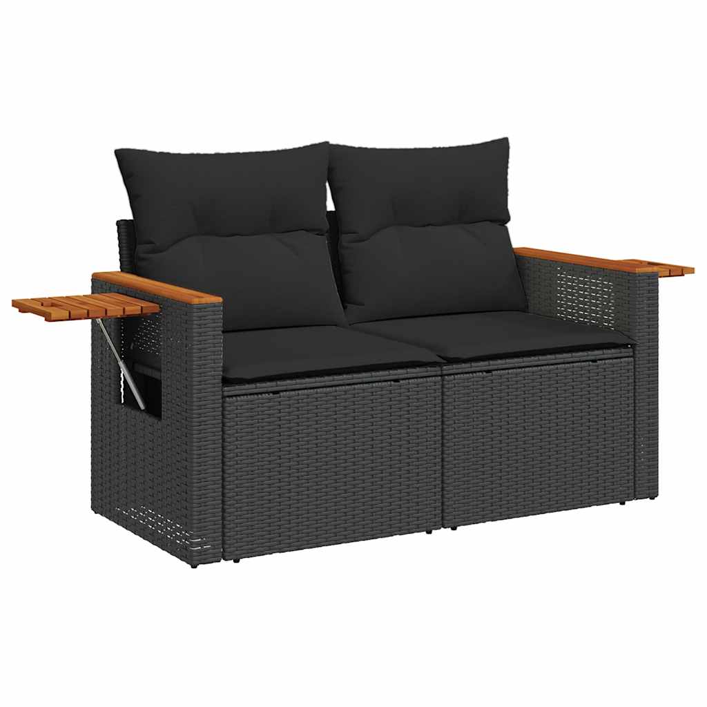 9-Delige Loungeset Met Kussens Poly Rattan Acacia