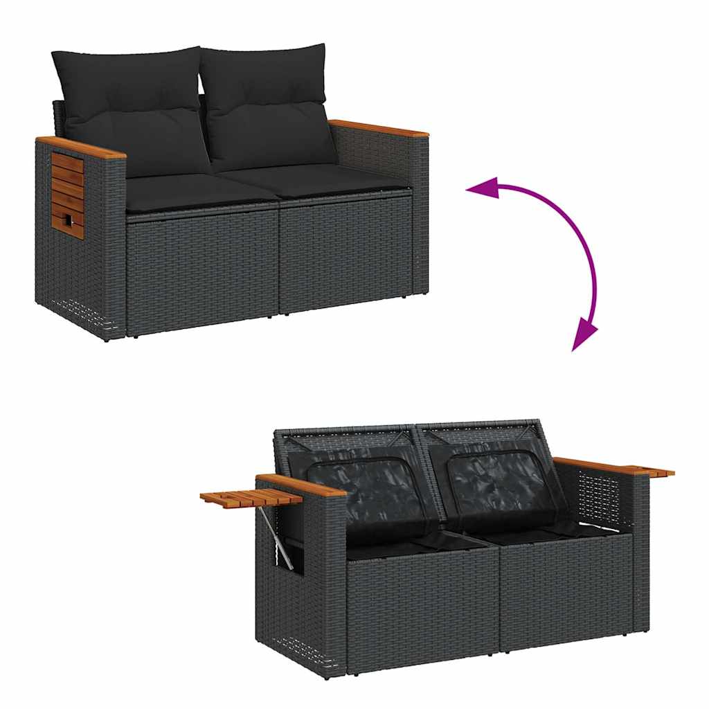 9-Delige Loungeset Met Kussens Poly Rattan Acacia