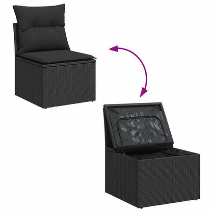 9-Delige Loungeset Met Kussens Poly Rattan Acacia