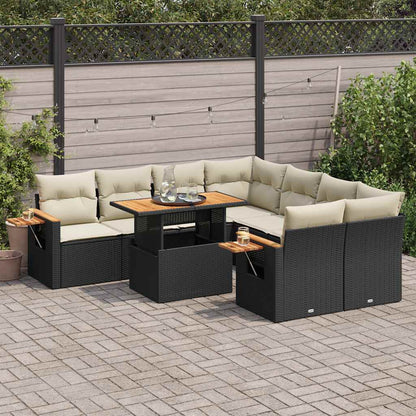 9-Delige Loungeset Met Kussens Poly Rattan Acacia