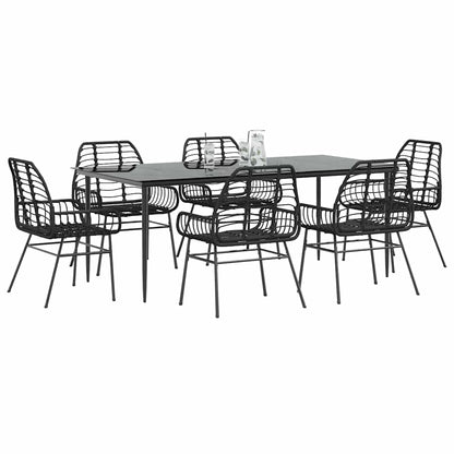 9-Delige Tuinset Met Kussens Poly Rattan Glas Zwart