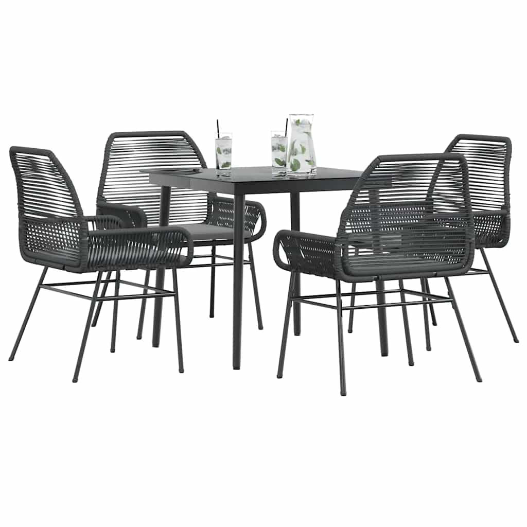 5-Delige Tuinset Met Kussens Poly Rattan Glas